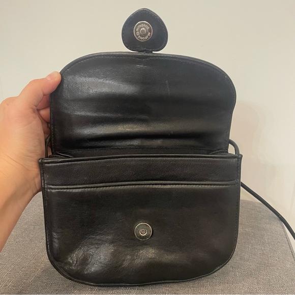 BRIGHTON Brown Croc Embossed and Black Leather Small Flap Crossbody - Picture 7 of 11